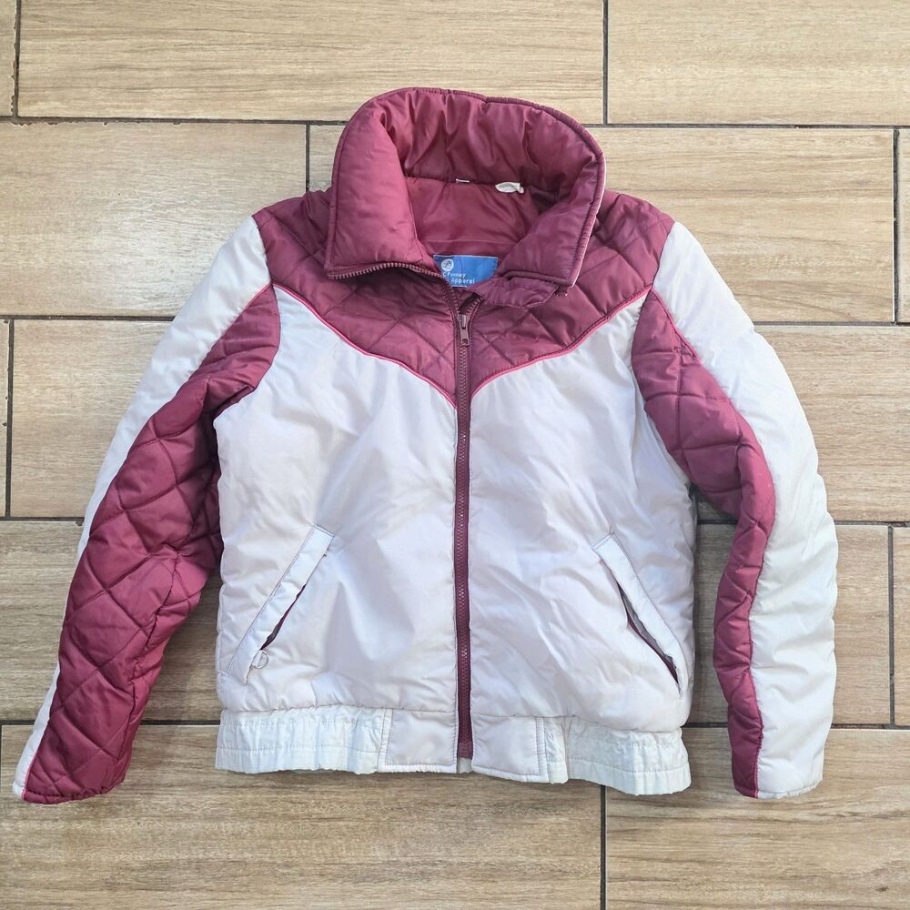 Vintage JC Penney Puffer Ski Jacket Retro Womens Size Medium Coat